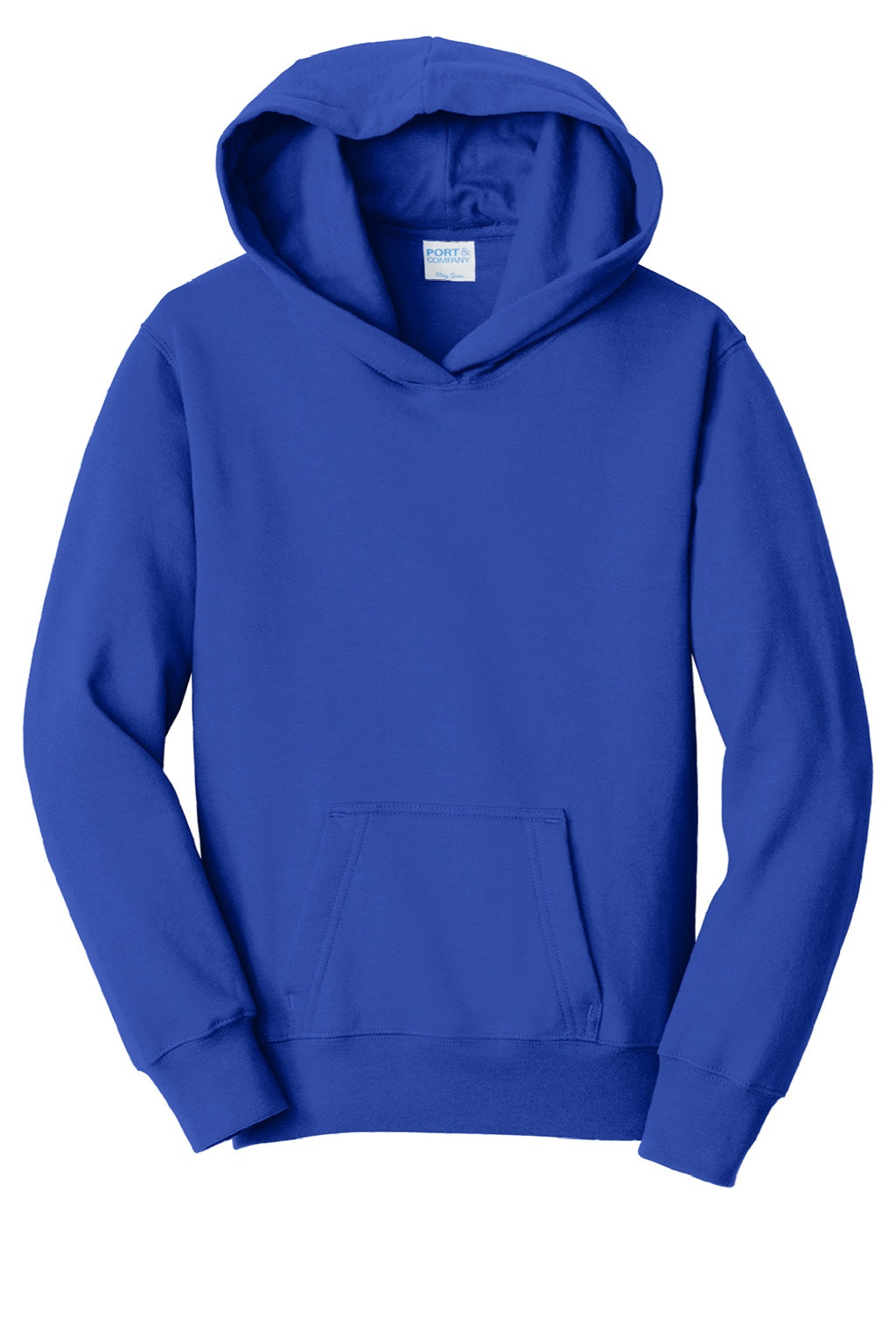 Port & Company PC850YH Youth Fan Favorite Fleece Hooded Sweatshirt Hoodie w/ Pouch Pocket True Royal Blue Flat Front