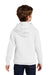 Port & Company PC850YH Youth Fan Favorite Fleece Hooded Sweatshirt Hoodie w/ Pouch Pocket White Model Back