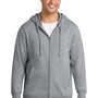 Port & Company Mens Fan Favorite Fleece Full Zip Hooded Sweatshirt Hoodie w/ Pockets - Heather Grey
