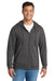 Port & Company PC850ZH Mens Fan Favorite Fleece Full Zip Hooded Sweatshirt Hoodie w/ Pockets Charcoal Grey Model Front