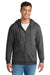 Port & Company PC850ZH Mens Fan Favorite Fleece Full Zip Hooded Sweatshirt Hoodie w/ Pockets Heather Dark Grey Model Front