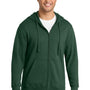 Port & Company Mens Fan Favorite Fleece Full Zip Hooded Sweatshirt Hoodie w/ Pockets - Forest Green