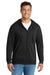 Port & Company PC850ZH Mens Fan Favorite Fleece Full Zip Hooded Sweatshirt Hoodie w/ Pockets Jet Black Model Front