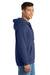 Port & Company PC850ZH Mens Fan Favorite Fleece Full Zip Hooded Sweatshirt Hoodie w/ Pockets Team Navy Blue Model Side