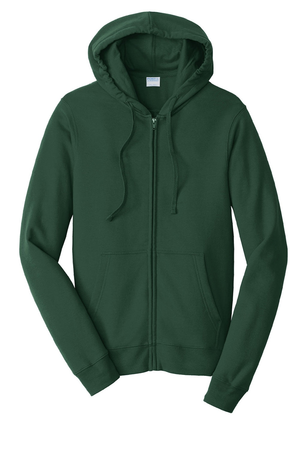 Port & Company PC850ZH Mens Fan Favorite Fleece Full Zip Hooded Sweatshirt Hoodie w/ Pockets Forest Green Flat Front