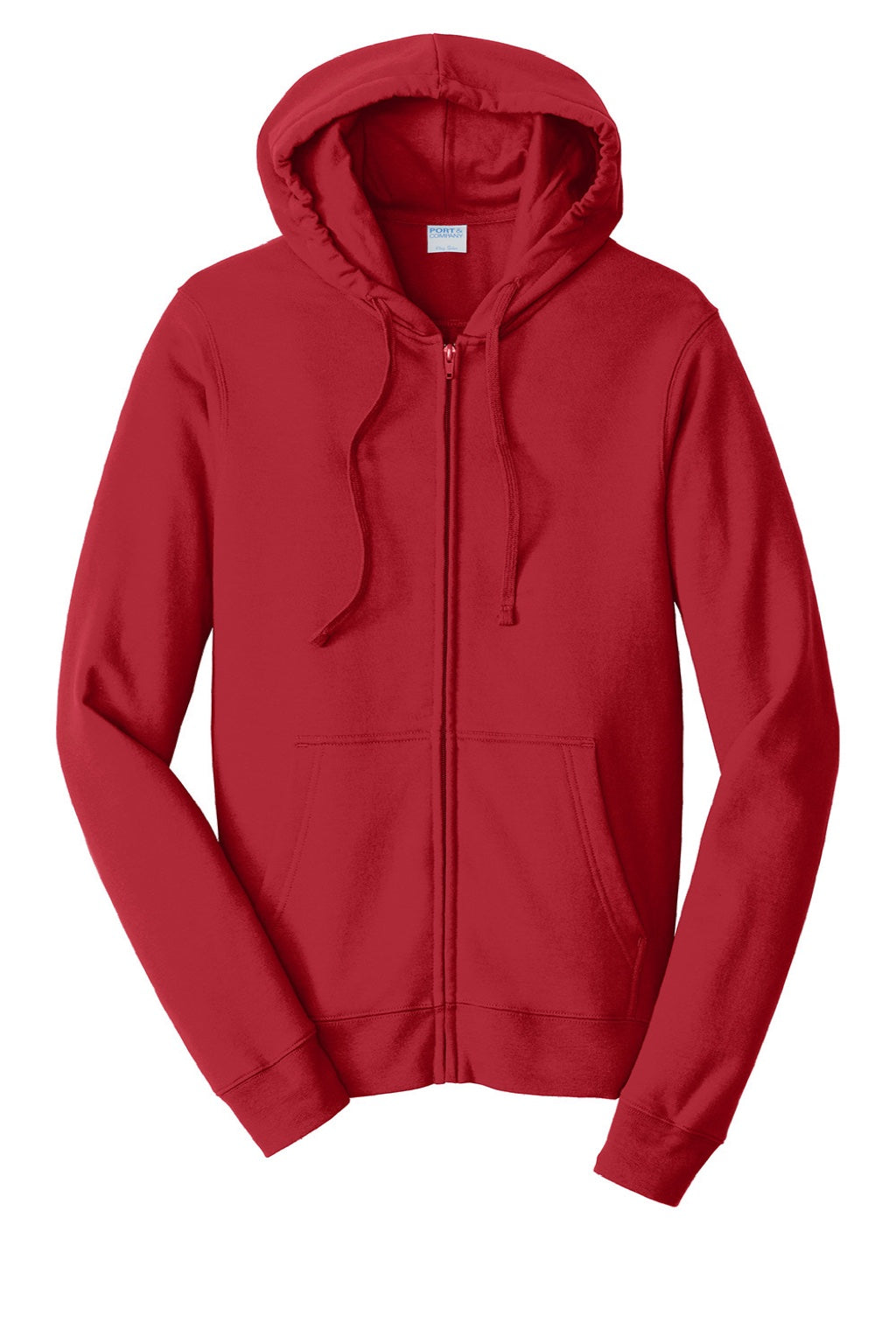 Port & Company PC850ZH Mens Fan Favorite Fleece Full Zip Hooded Sweatshirt Hoodie w/ Pockets Team Cardinal Red Flat Front