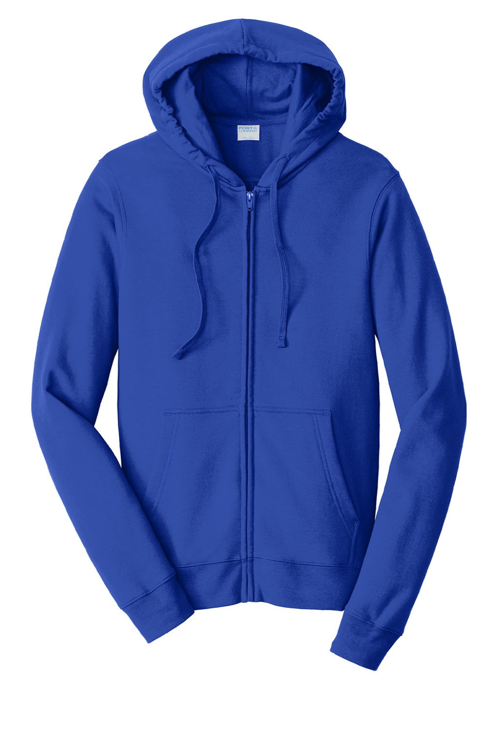 Port & Company PC850ZH Mens Fan Favorite Fleece Full Zip Hooded Sweatshirt Hoodie w/ Pockets True Royal Blue Flat Front
