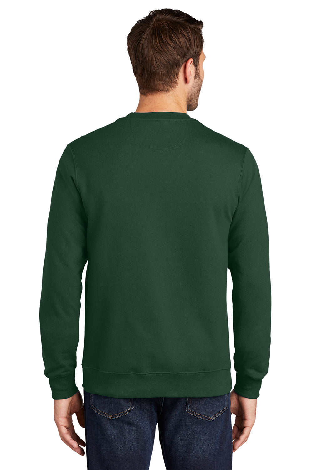 Port & Company PC850 Mens Fan Favorite Fleece Crewneck Sweatshirt Forest Green Model Back