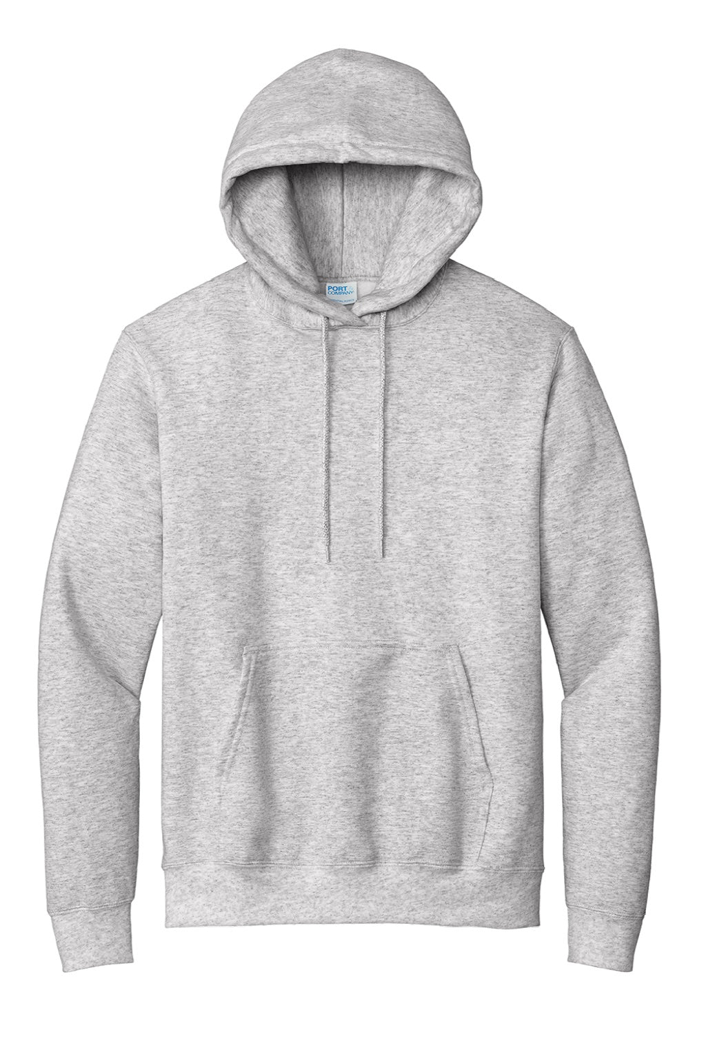 Port & Company PC90H/PC90HT Mens Essential Pill Resistant Fleece Hooded Sweatshirt Hoodie w/ Pouch Pocket Ash Grey Flat Front