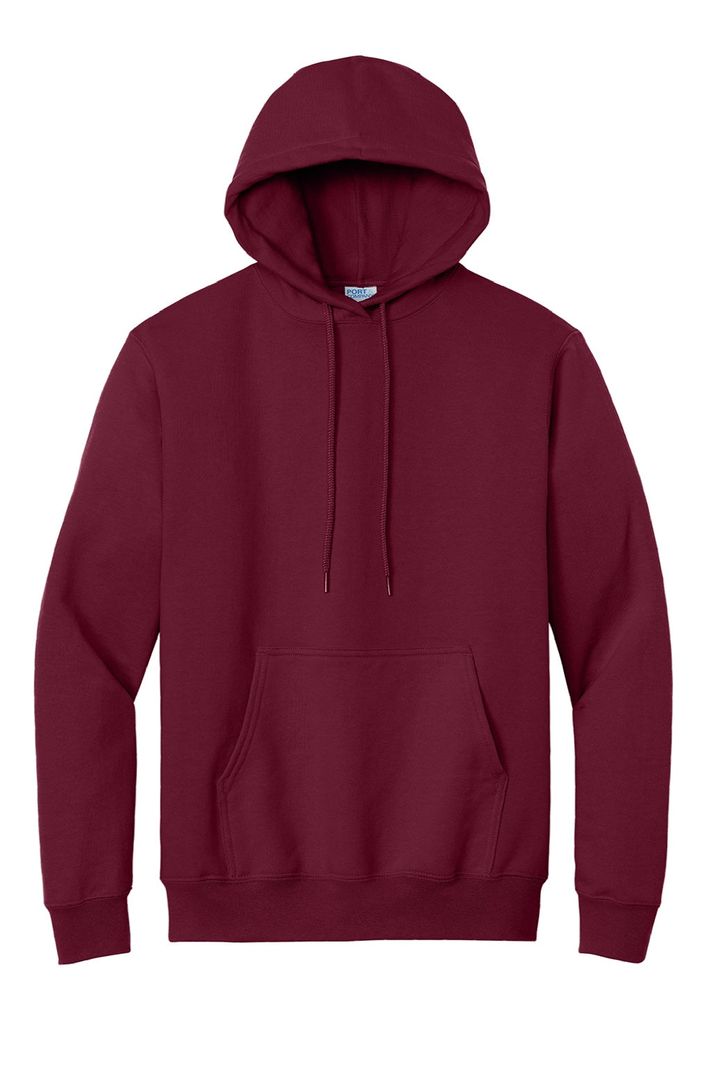 Port & Company PC90H/PC90HT Mens Essential Pill Resistant Fleece Hooded Sweatshirt Hoodie w/ Pouch Pocket Cardinal Red Flat Front