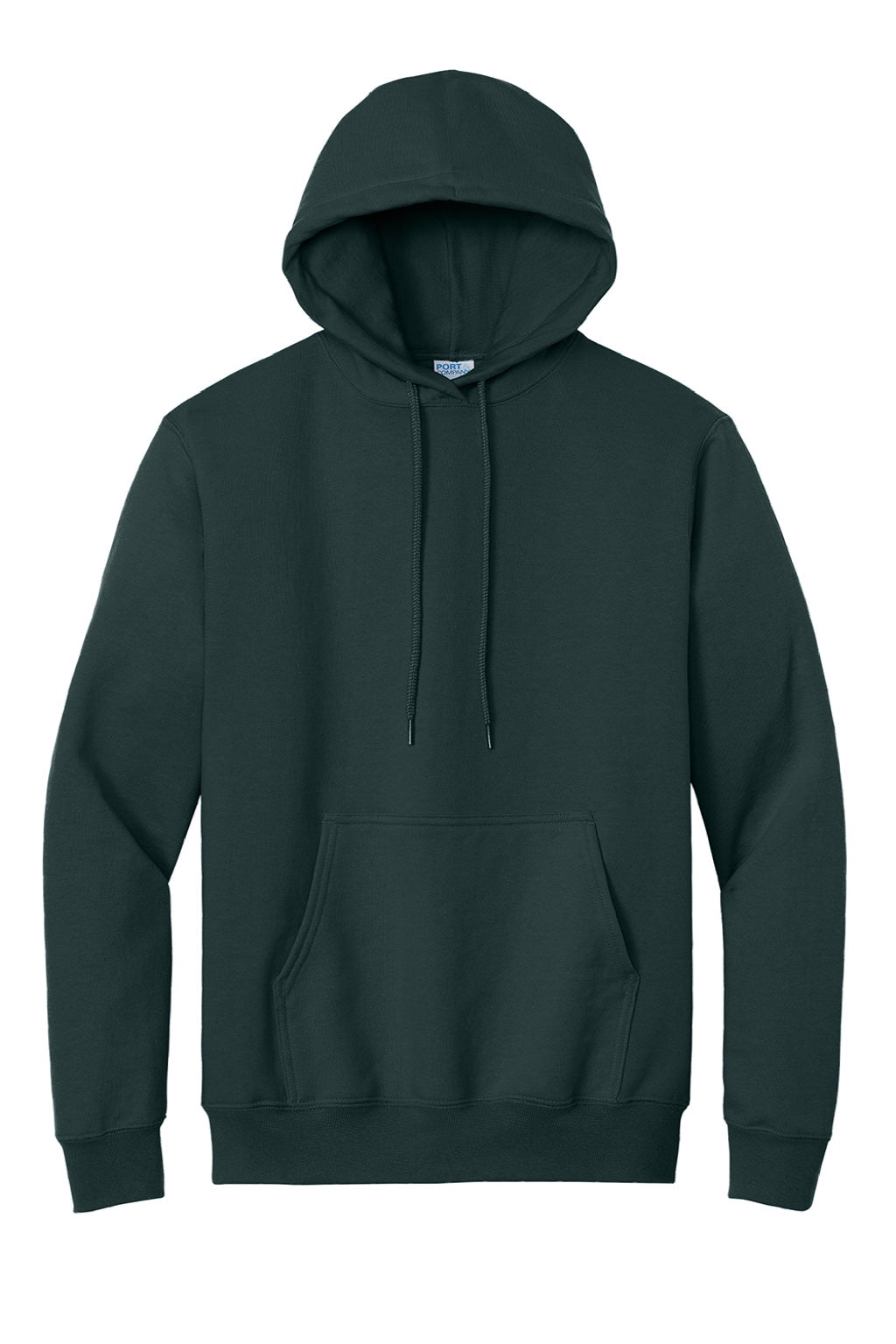 Port & Company PC90H/PC90HT Mens Essential Pill Resistant Fleece Hooded Sweatshirt Hoodie w/ Pouch Pocket Dark Green Flat Front