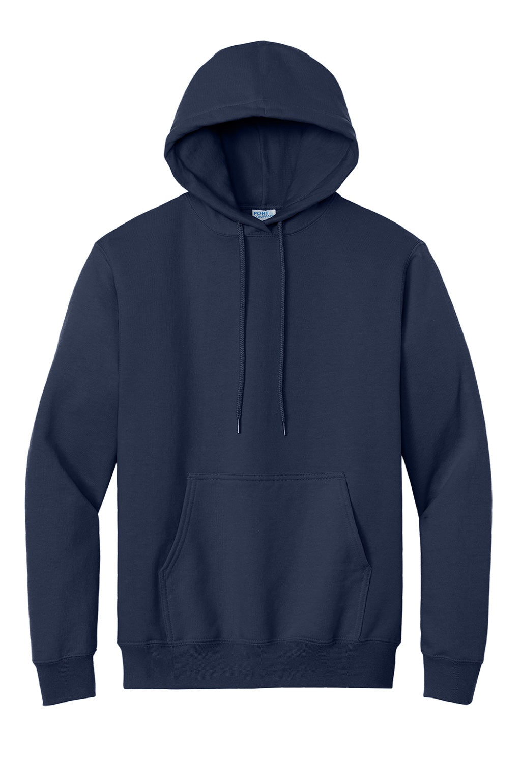 Port & Company PC90H/PC90HT Mens Essential Pill Resistant Fleece Hooded Sweatshirt Hoodie w/ Pouch Pocket Navy Blue Flat Front