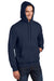 Port & Company PC90H/PC90HT Mens Essential Pill Resistant Fleece Hooded Sweatshirt Hoodie w/ Pouch Pocket Navy Blue Model 3q