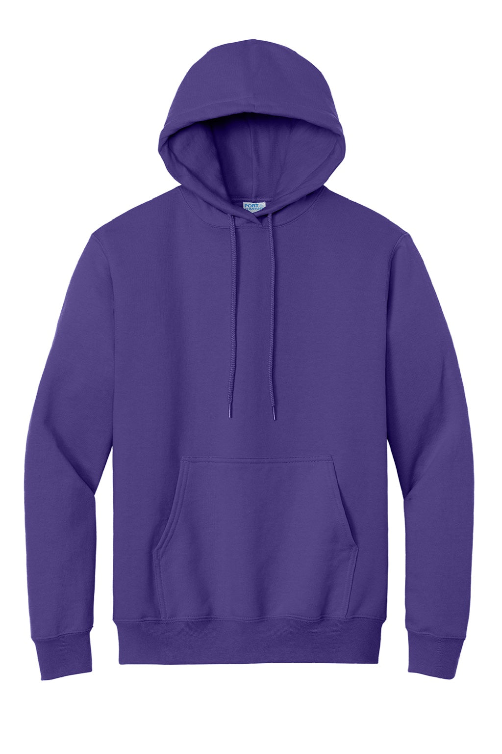 Port & Company PC90H/PC90HT Mens Essential Pill Resistant Fleece Hooded Sweatshirt Hoodie w/ Pouch Pocket Purple Flat Front