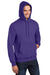 Port & Company PC90H/PC90HT Mens Essential Pill Resistant Fleece Hooded Sweatshirt Hoodie w/ Pouch Pocket Purple Model 3q