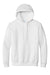 Port & Company PC90H/PC90HT Mens Essential Pill Resistant Fleece Hooded Sweatshirt Hoodie w/ Pouch Pocket White Flat Front