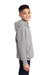 Port & Company PC90YH Youth Core Pill Resistant Fleece Hooded Sweatshirt Hoodie w/ Pouch Pocket Ash Grey Model Side