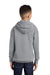 Port & Company PC90YH Youth Core Pill Resistant Fleece Hooded Sweatshirt Hoodie w/ Pouch Pocket Heather Grey Model Back