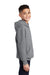 Port & Company PC90YH Youth Core Pill Resistant Fleece Hooded Sweatshirt Hoodie w/ Pouch Pocket Heather Grey Model Side
