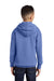 Port & Company PC90YH Youth Core Pill Resistant Fleece Hooded Sweatshirt Hoodie w/ Pouch Pocket Carolina Blue Model Back