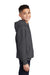 Port & Company PC90YH Youth Core Pill Resistant Fleece Hooded Sweatshirt Hoodie w/ Pouch Pocket Charcoal Grey Model Side