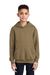 Port & Company PC90YH Youth Core Pill Resistant Fleece Hooded Sweatshirt Hoodie w/ Pouch Pocket Coyote Brown Model Front