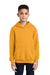 Port & Company PC90YH Youth Core Pill Resistant Fleece Hooded Sweatshirt Hoodie w/ Pouch Pocket Gold Model Front