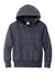 Port & Company PC90YH Youth Core Pill Resistant Fleece Hooded Sweatshirt Hoodie w/ Pouch Pocket Heather Navy Blue Flat Front