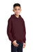 Port & Company PC90YH Youth Core Pill Resistant Fleece Hooded Sweatshirt Hoodie w/ Pouch Pocket Maroon Model 3q