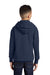 Port & Company PC90YH Youth Core Pill Resistant Fleece Hooded Sweatshirt Hoodie w/ Pouch Pocket Navy Blue Model Back