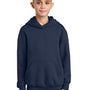 Port & Company Youth Core Pill Resistant Fleece Hooded Sweatshirt Hoodie w/ Pouch Pocket - Navy Blue