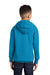 Port & Company PC90YH Youth Core Pill Resistant Fleece Hooded Sweatshirt Hoodie w/ Pouch Pocket Neon Blue Model Back
