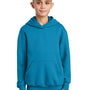 Port & Company Youth Core Pill Resistant Fleece Hooded Sweatshirt Hoodie w/ Pouch Pocket - Neon Blue
