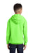 Port & Company PC90YH Youth Core Pill Resistant Fleece Hooded Sweatshirt Hoodie w/ Pouch Pocket Neon Green Model Back