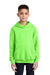 Port & Company PC90YH Youth Core Pill Resistant Fleece Hooded Sweatshirt Hoodie w/ Pouch Pocket Neon Green Model Front