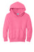 Port & Company PC90YH Youth Core Pill Resistant Fleece Hooded Sweatshirt Hoodie w/ Pouch Pocket Neon Pink Flat Front