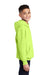 Port & Company PC90YH Youth Core Pill Resistant Fleece Hooded Sweatshirt Hoodie w/ Pouch Pocket Neon Yellow Model Side