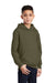 Port & Company PC90YH Youth Core Pill Resistant Fleece Hooded Sweatshirt Hoodie w/ Pouch Pocket Olive Drab Green Model 3q