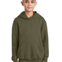 Port & Company Youth Core Pill Resistant Fleece Hooded Sweatshirt Hoodie w/ Pouch Pocket - Olive Drab Green