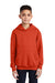 Port & Company PC90YH Youth Core Pill Resistant Fleece Hooded Sweatshirt Hoodie w/ Pouch Pocket Orange Model Front