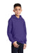 Port & Company PC90YH Youth Core Pill Resistant Fleece Hooded Sweatshirt Hoodie w/ Pouch Pocket Purple Model 3q