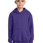 Port & Company Youth Core Pill Resistant Fleece Hooded Sweatshirt Hoodie w/ Pouch Pocket - Purple
