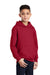 Port & Company PC90YH Youth Core Pill Resistant Fleece Hooded Sweatshirt Hoodie w/ Pouch Pocket Red Model 3q