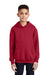 Port & Company PC90YH Youth Core Pill Resistant Fleece Hooded Sweatshirt Hoodie w/ Pouch Pocket Red Model Front
