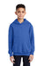 Port & Company PC90YH Youth Core Pill Resistant Fleece Hooded Sweatshirt Hoodie w/ Pouch Pocket Royal Blue Model Front