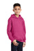 Port & Company PC90YH Youth Core Pill Resistant Fleece Hooded Sweatshirt Hoodie w/ Pouch Pocket Sangria Pink Model 3q