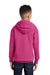 Port & Company PC90YH Youth Core Pill Resistant Fleece Hooded Sweatshirt Hoodie w/ Pouch Pocket Sangria Pink Model Back