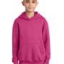 Port & Company Youth Core Pill Resistant Fleece Hooded Sweatshirt Hoodie w/ Pouch Pocket - Sangria Pink