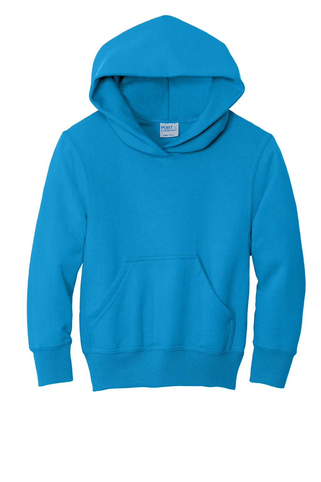 Port & Company PC90YH Youth Core Pill Resistant Fleece Hooded Sweatshirt Hoodie w/ Pouch Pocket Sapphire Blue Flat Front