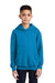 Port & Company PC90YH Youth Core Pill Resistant Fleece Hooded Sweatshirt Hoodie w/ Pouch Pocket Sapphire Blue Model Front